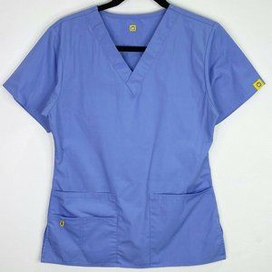 SET:Wonderwink Bravo V-Neck Blue Scrub Top Shirt S